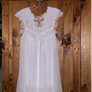 White Lace High Low Dress